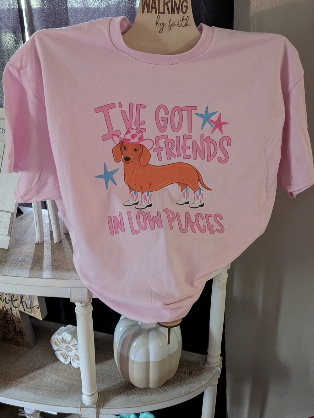 Gildan Pink Dachshund Graphic Tee